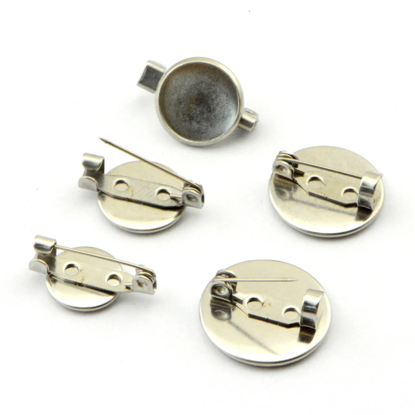 2022 New 20PC Stainless Steel Disc Brooch Bottom Support Steel Color Time Gem Disc Welding Pin Diy Handmade Jewelry Accessories