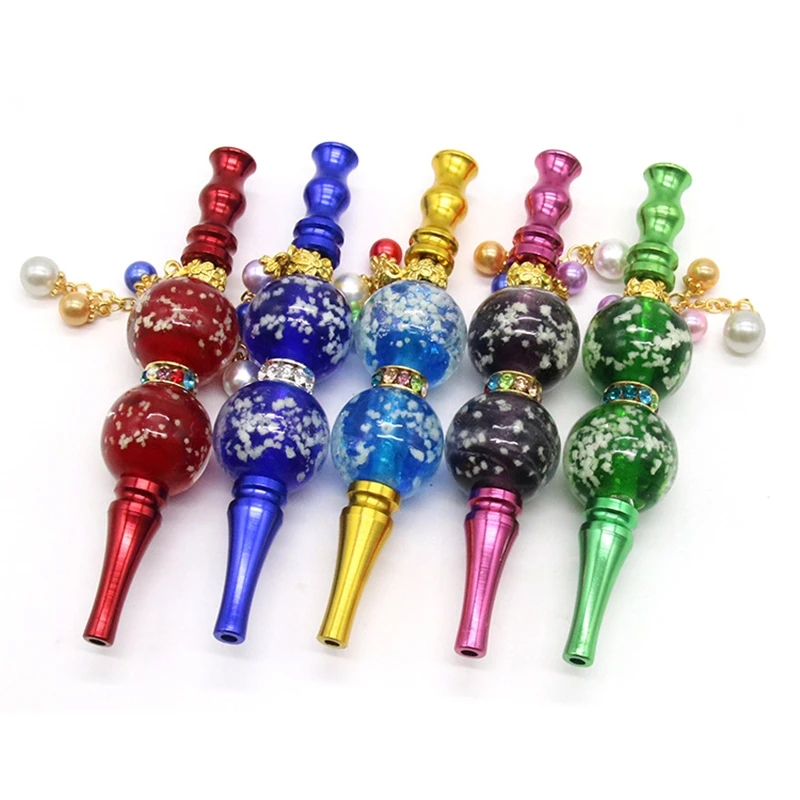 

Luminous Shisha Mouthpiece Hookah Alloy Hookah Mouth Tips Handmade Inlaid Diamond Decoration Chicha Filter Tip