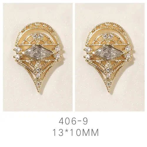406-9 Последние 5 шт/партия металлические украшения для дизайна ногтей с роскошными цирконовые Стразы сплав для дизайна ногтей аксессуары из цирконов кулоны для ногтей - Цвет: 406-9