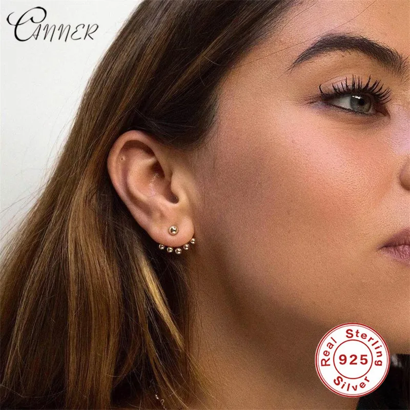 Простые крошечные серьги гвоздики CANNER модные из стерлингового серебра 925 пробы