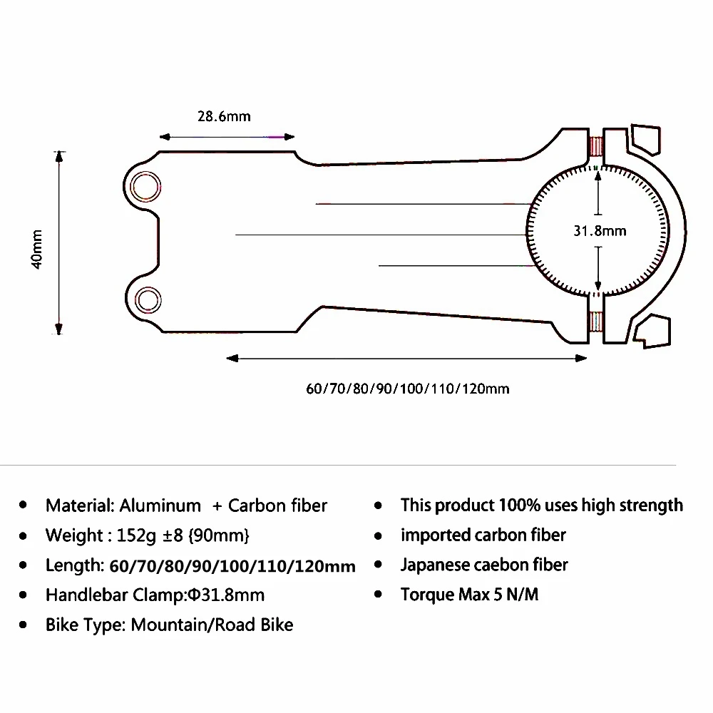 

TOMTOU Black Matte Aluminum Alloy Bicycle Stem BIke Parts 60/70/80/90/100/110/120mm Handlebar 31.8mm Fork 28.6mm
