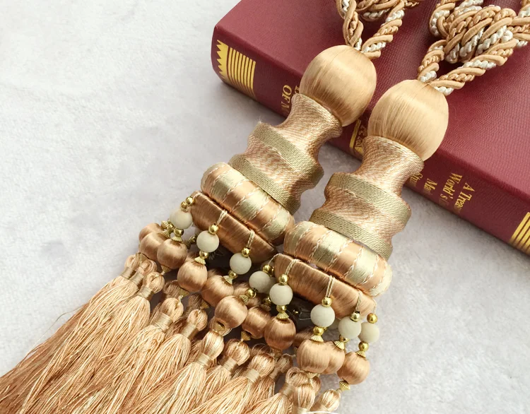 

Fine curtain accessories Wooden bead hanging ball High-end tassel hanging ball Curtain hook strap tying ball Accessories
