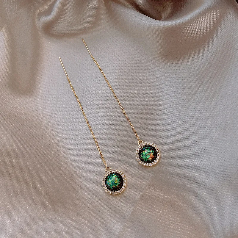 925 Silver Needle Lightweight Luxury Ear Line Female Fashion Personality Long Sulphur Earrings Senior Sense Gem | Украшения и