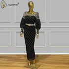 Мусульманское Черное вечернее платье-Русалка длиной до щиколотки, платье с длинным рукавом и бусинами, бальное платье для выпускного вечера, платье для вечеринки