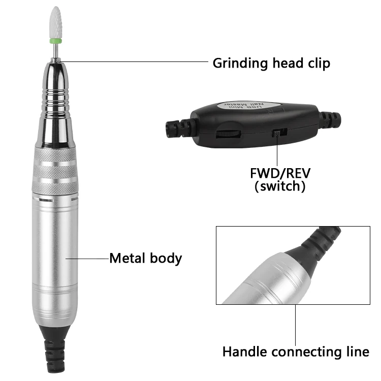 

ProfessionalElectric Nail Art Drill Pen Handle File Polish Grind Machine Handpiece Manicure Pedicure Tool Nail Drill Accessories