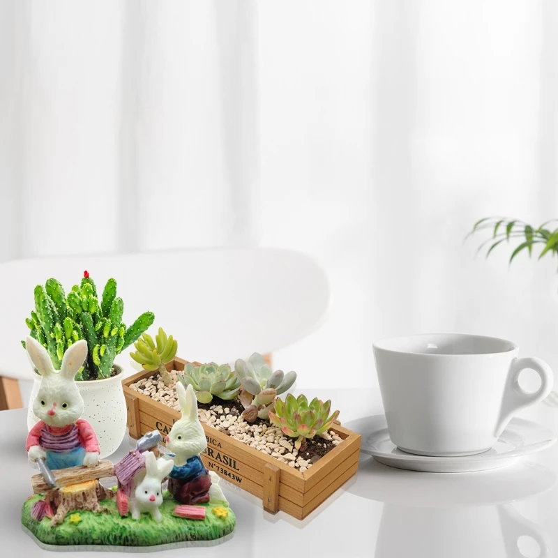 

Easter Rabbit Bunny Ornaments Micro Landscape Figurine Resin Craft Garden Miniature Decoration