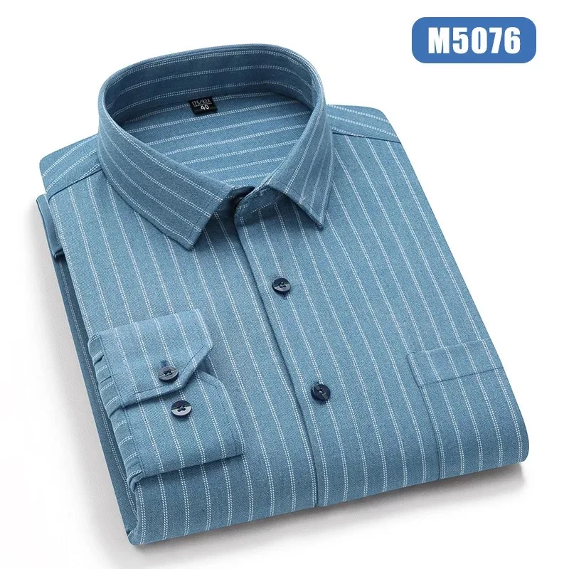 

Mens Plaid Shirts Long Sleeve Casual Blue Striped Shirt for Men Leisure Overshirt Comfortable New Checkered Regular Fit Classic