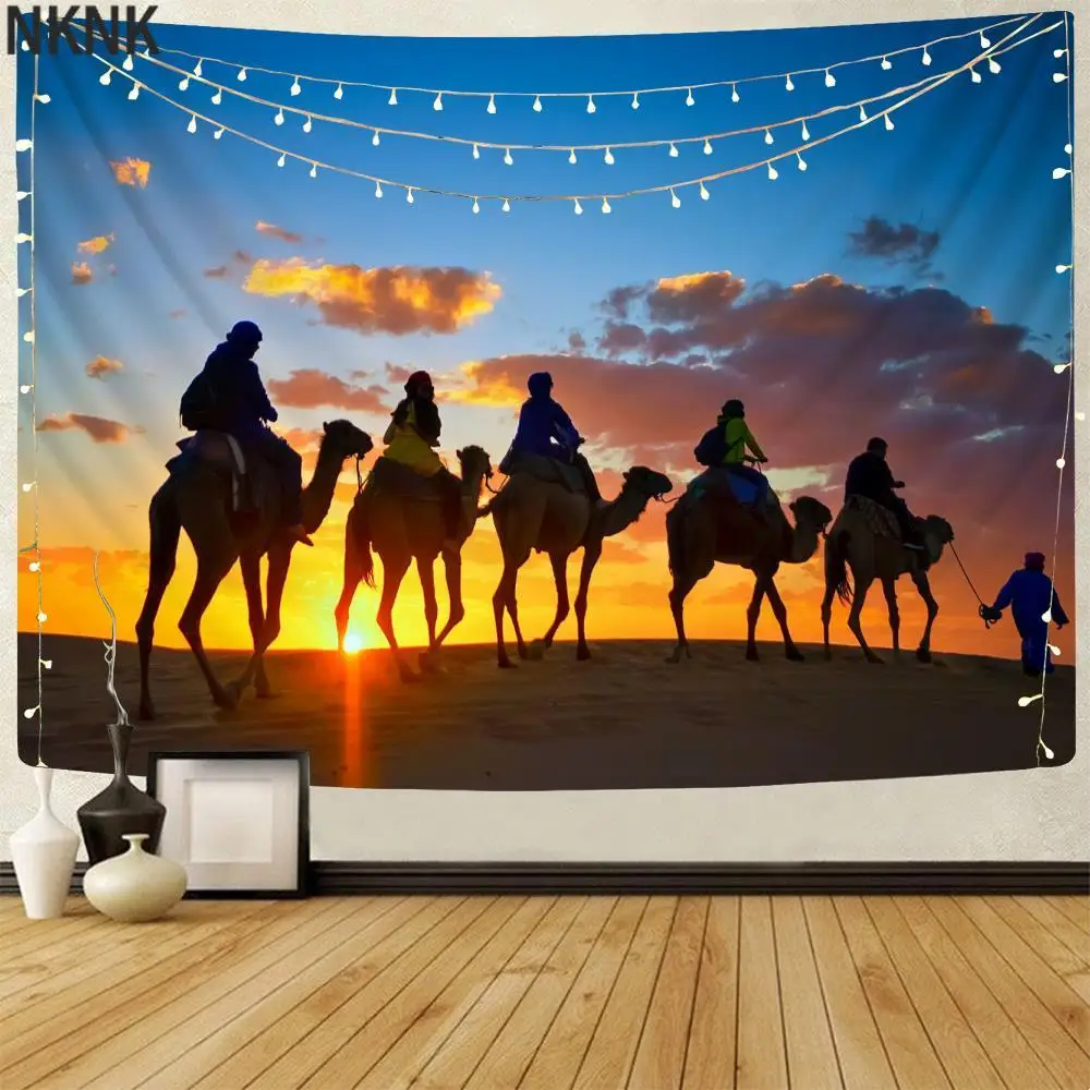 

Настенный Гобелен NKNK верблюд, животных, подвесной гобелен с рисунком неба, закат, гобелены, мандала, высокое качество, забавная Мода