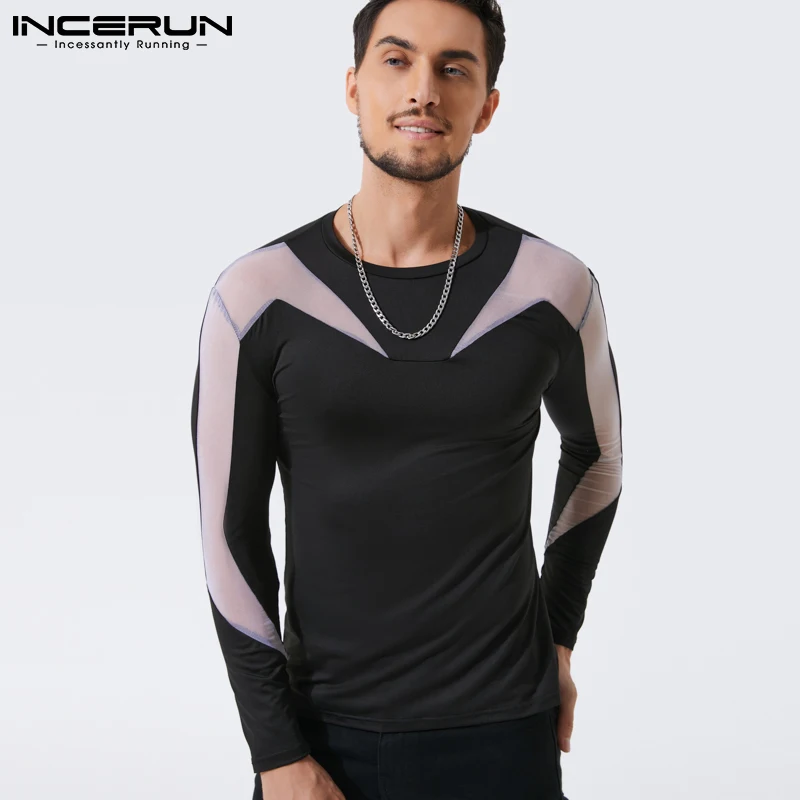 Мужская Сетчатая футболка в стиле пэчворк 2022 привлекательная Прозрачная