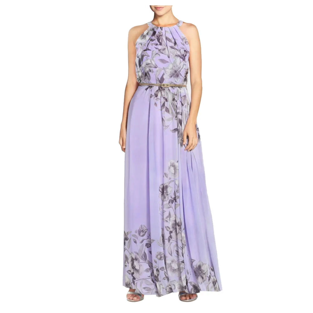 Женское платье в стиле бохо повседневное Шифоновое Платье макси с лямкой на шее и