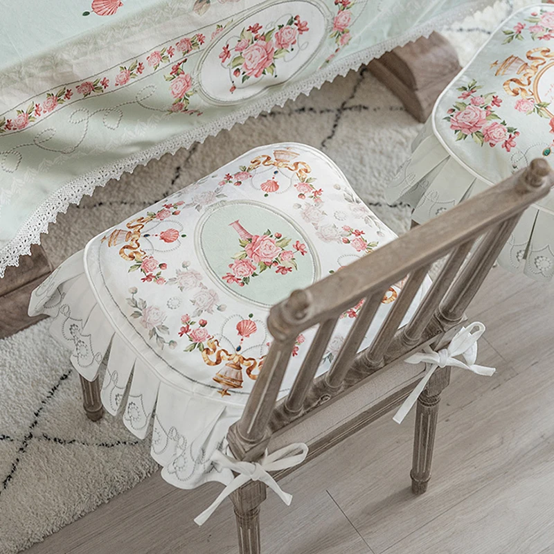 Cover High-end Velvet Rose Printed Chair Cushion Removable W