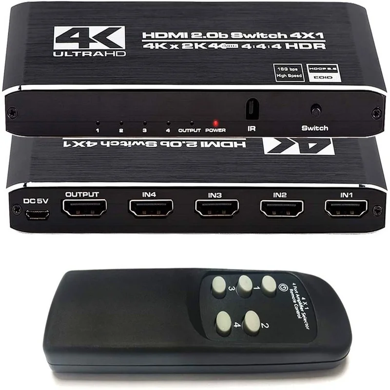 Switch 5 Port HDMI-compati IR Remote Control Switcherble 4 In 1 Out Switcher 4x1 Selector Support 4K@30Hz Ultra HD 3D | Безопасность и