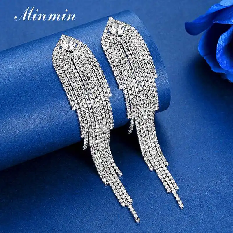 Уникальные геометрические Простые Длинные свадебные серьги Minmin с кисточками