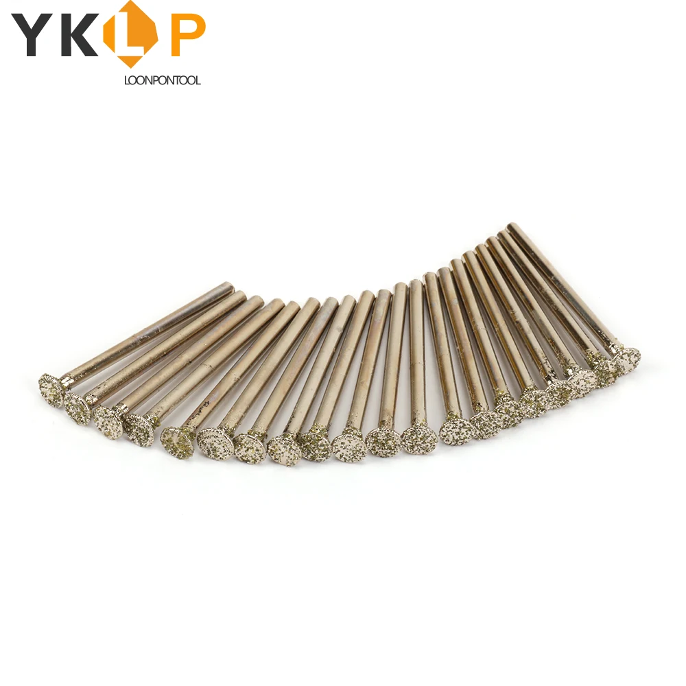 

1/20Pcs Diamond Coated Burr Grinding Head Bit Set Rotary Tool 6mm Shank 60 Grit