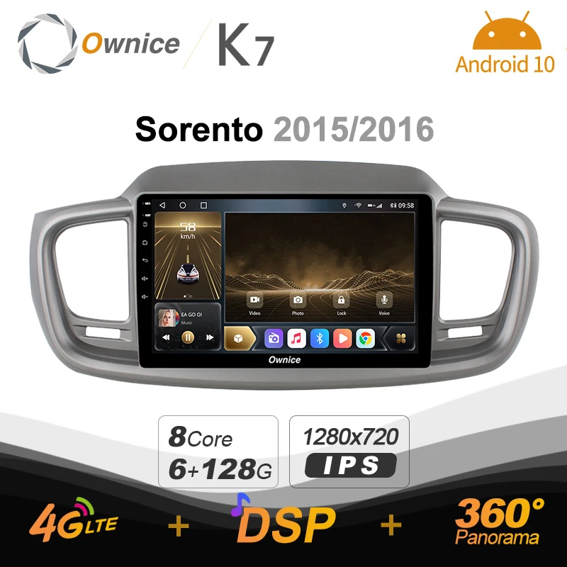 

Автомагнитола K7 Ownice, 6 ГБ + 128 Гб, Android 10,0, для Kia Sorento 2015/2016, мультимедиа, DVD, аудио, 4G LTE, GPS, Navi 360, BT 5,0, Carplay