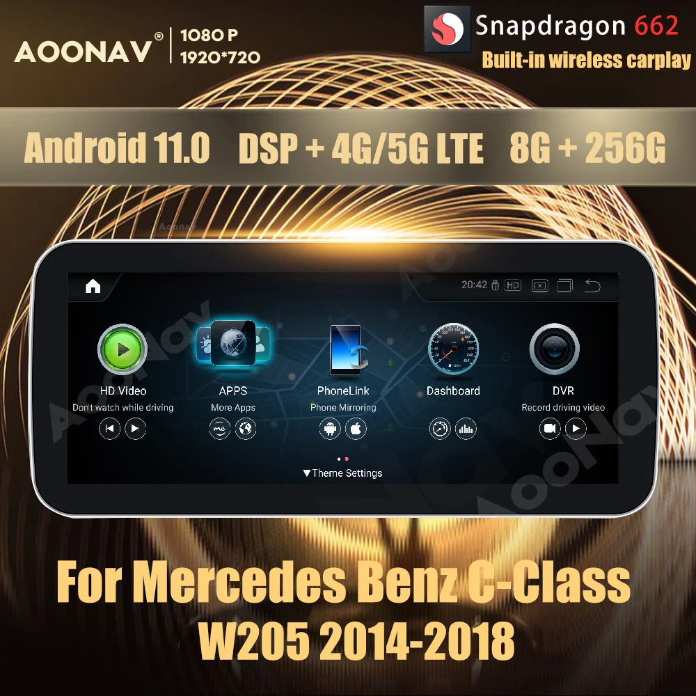 

8 + 256 ГБ Android 11,0 Snapdragon 662 автомобильное радио GPS для Mercedes Benz C Class W205 GLC Class X253 W446 2014-2018 мультимедийный плеер