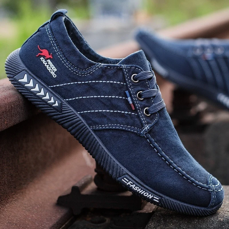 

Men 's Denim Canvas Shoes Casual Lace Up Sports Shoes Low Top Cloth Shoes