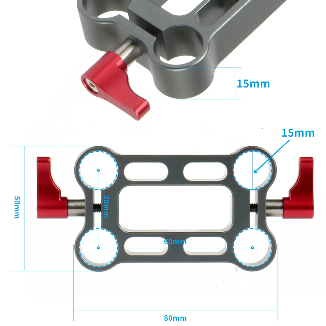 

BGNing 4 Holes 15mm Rod Offset Raiser Clamp for Camera Cage Shoulder Rig Railblock System Extended Connection with L-type Screw