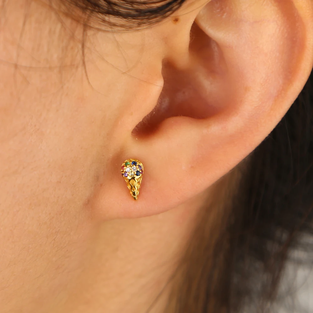 925 серебро ювелирные изделия 2021 лето милые мороженое с радугой мини маленькие