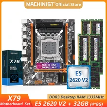 Machinist X79 Motherboard LGA 2011 Set Kit Intel Xeon E5 2620 V2 CPU Processor DDR3 32GB (4*8GB) ECC REG RAM Memory X79 Z9-D7