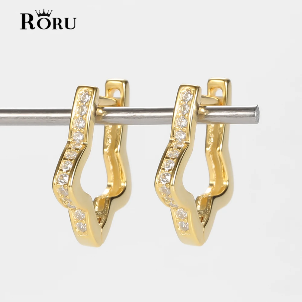 

925 Sterling Silver Small Flower Hoop Earrings Hug Ear with Zircon Vintage Earrings for Women Earrings Party Gift 2021 Trendy