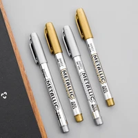 2pcs diy gold silver 1 5mm metallic marker pen waterproof permanent paint for painting pens student supplies craftwork art