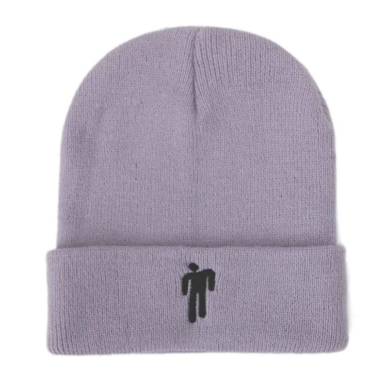 Lavender Billie Eilish Beanie шапка для женщин и мужчин, вязаное, тёплое, зимнее, однотонное, хип-хоп, повседневное, с манжетами, широкий берет-Боб - Цвет: Lavender