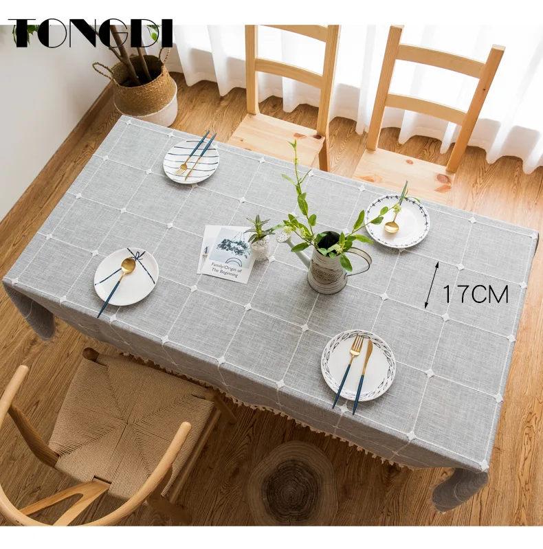 Скатерть TONGDI из Средиземноморского льна однотонная кружевная вышивка прочное