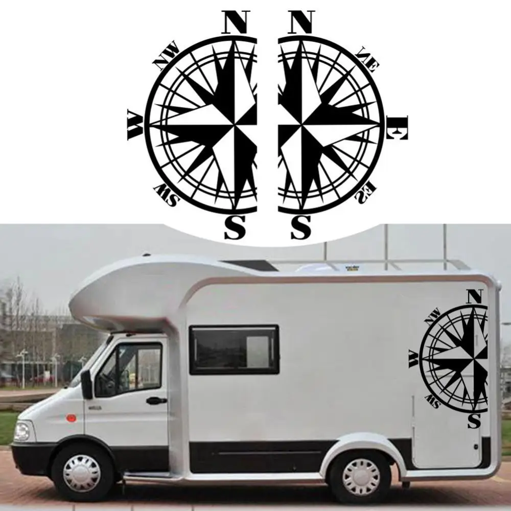 

2Pcs self-adhesive PVC Compass Pattern Car Vehicle Decorative Sticker Decal