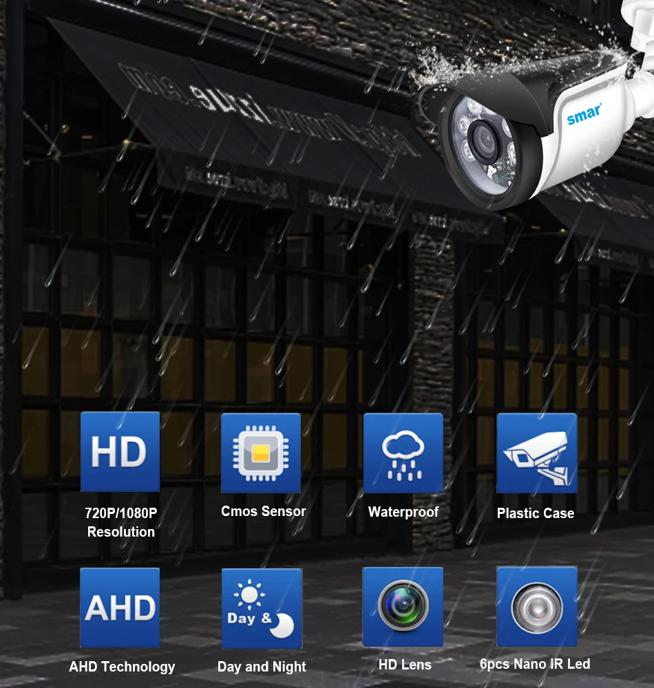 Smar 720P 1080P AHD DVR аналоговый Высокое разрешение наблюдения инфракрасный Камера 2MP AHD CCTV Камера безопасности Открытый Пуля Камера s
