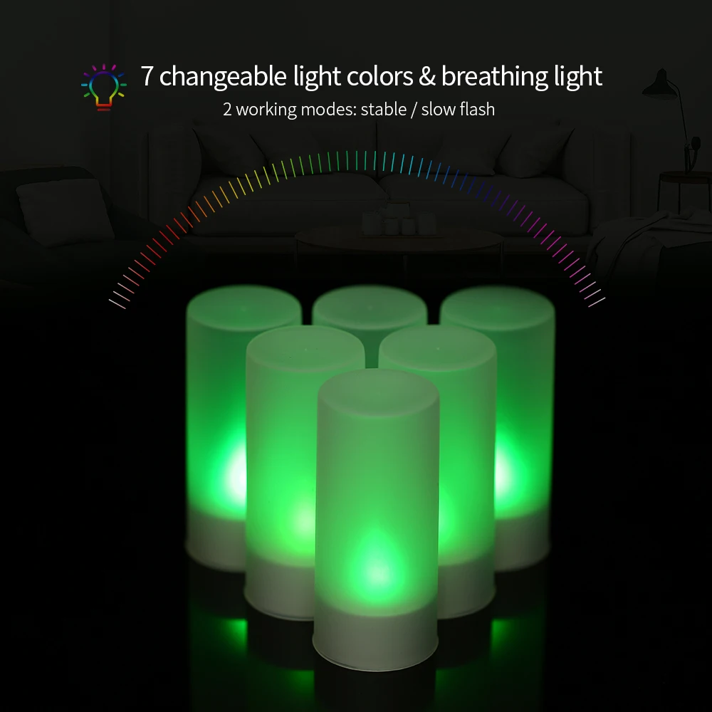 Светодиодный ная свеча меняющая цвет Мерцающая беспламенная чайная лампа