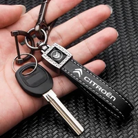 3d metal leather car styling emblem keychain key chain rings for citroen c1 c2 c3 c4 c5 ds3 ds4 ds6 berlingo saxo xsara picasso