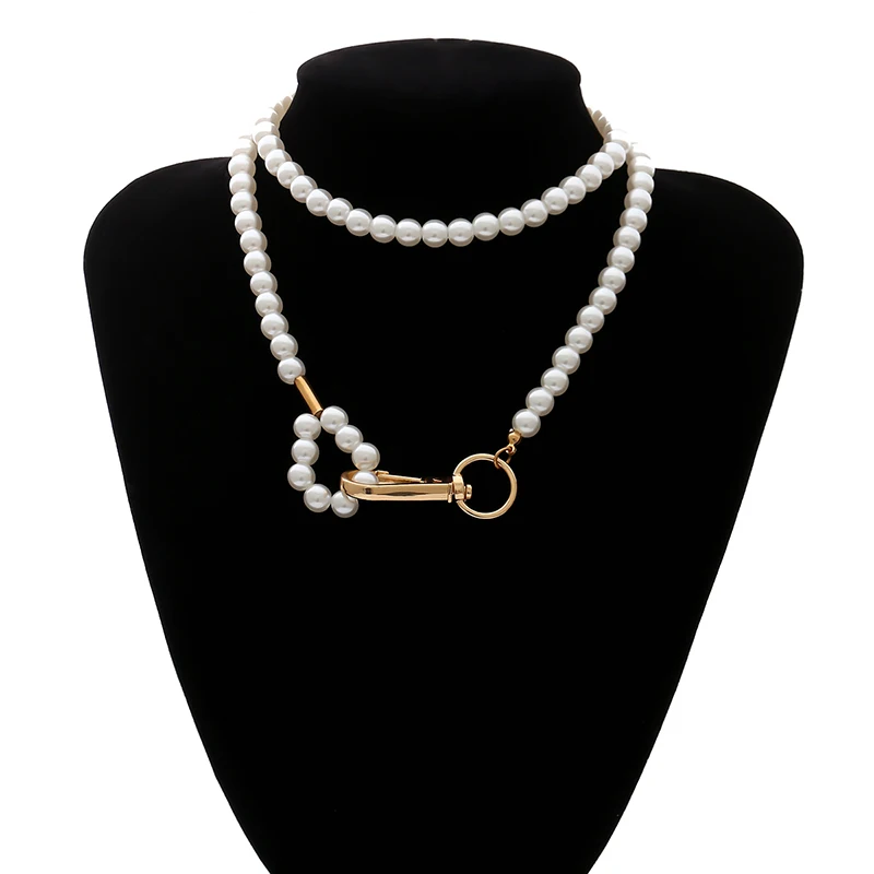 White Pearl SHIXIN очаровательное модное жемчужное ожерелье-чокер для женщин, многослойное белое ожерелье с бусинами, Женские Ювелирные изделия на шею, колье для женщин - Окраска металла: White Pearl