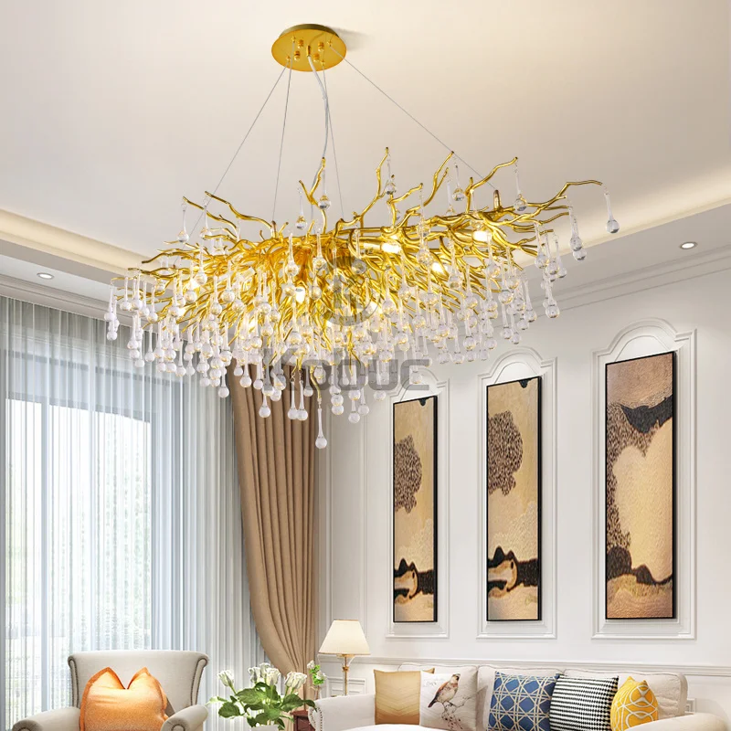 

Роскошная Золотая люстра Kobuc для гостиной, блестящая хрустальная люстра К9, светильник 60/80 см для спальни, тканевого магазина, столовой, ламп...