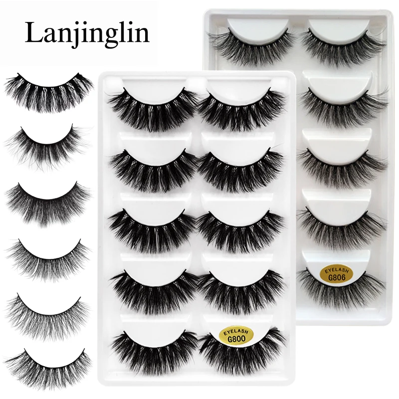 LANJINGLIN 5 пар Накладные ресницы натуральные 3D норковые ресницы макияж для красоты ресниц Длинные норковые ресницы Объемные Накладные ресницы