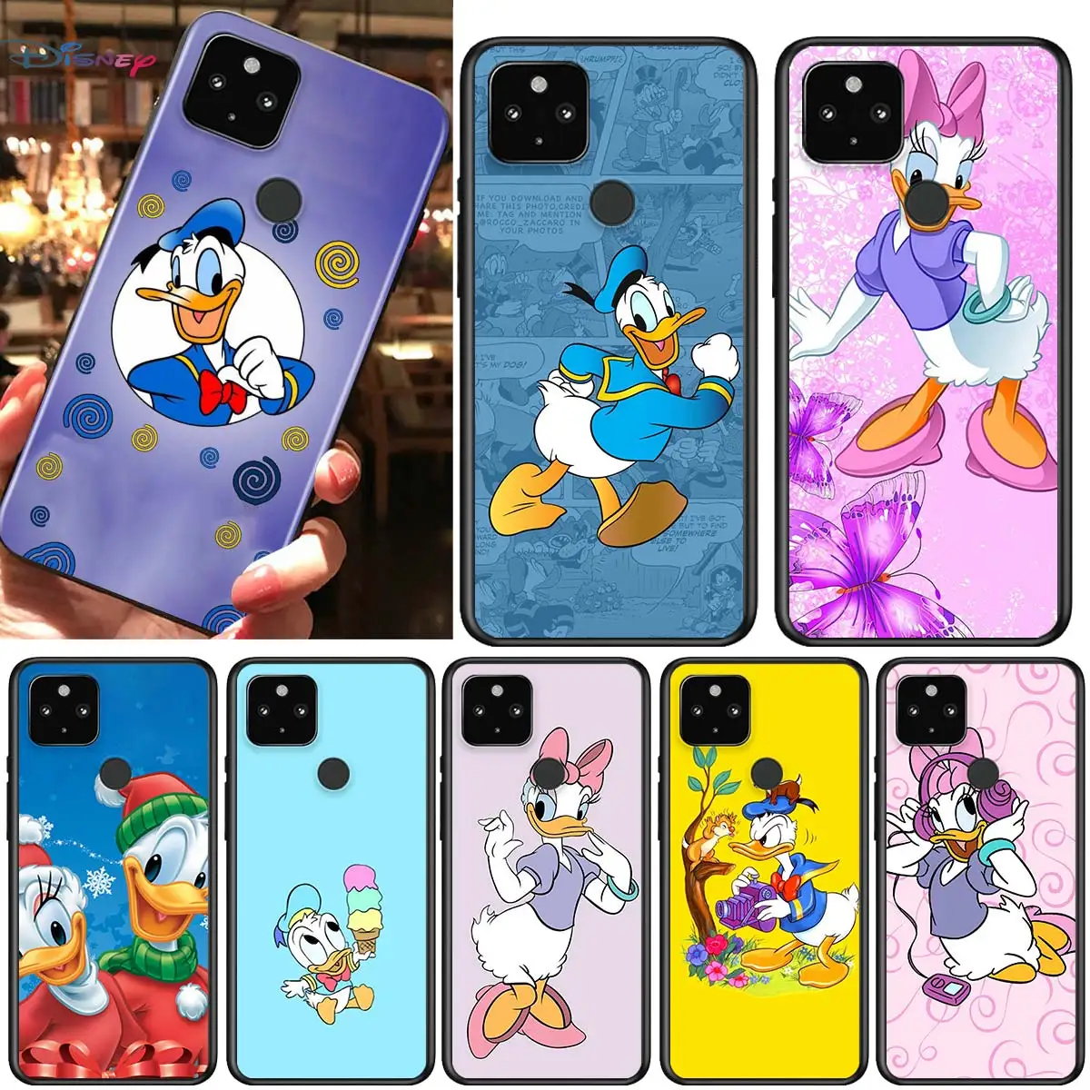 

Disney Cute Donald Duck Shockproof Cover for Google Pixel 5 4 4A XL 5G Black Phone Case Shell Soft Fundas Coque Capa