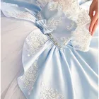 Небесно-голубое Пышное Платье с цветочным принтом для девочек бальное платье для малышей праздничное платье для маленьких детей кружевное платье с бантом