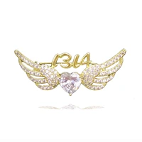 blucome new design copper brooch golden wings love heart corsage for women wedding party suit scarf hat pins accessories gifts