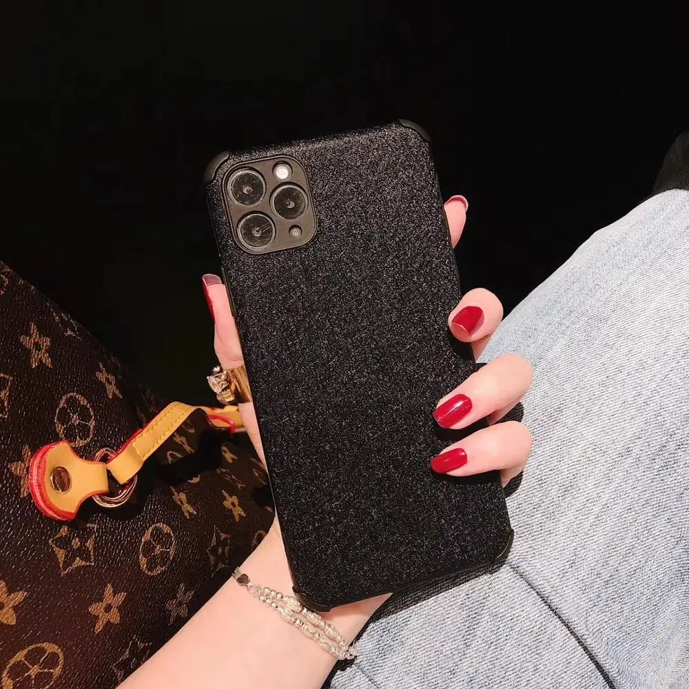 

Plain silk Pattern Soft Back Cover For iPhone 11 Pro max xs Max xr 6 6s 7 8 Four Corners Anti-fall Phone Case