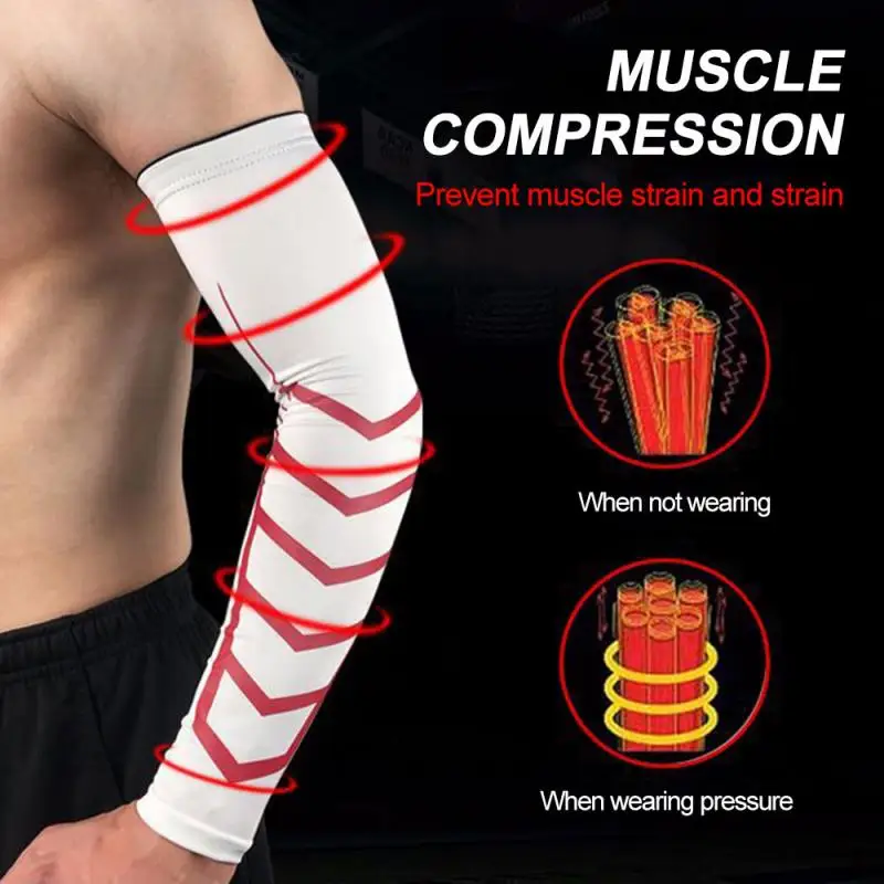 

1Pcs Sports Arm Compression Sleeve Basketball Cycling Arm Warmer Summer Running UV Protection Volleyball Sunscreen Bands