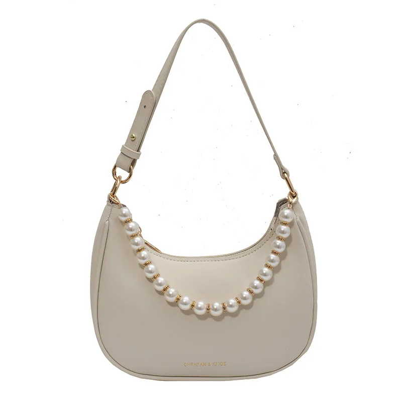

GZM Women's Shoulder Bag French Senior Retro Pearl Chain Underarm Bag Ins Temperament Purses and Handbags