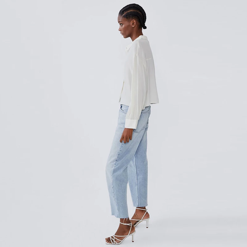 KISSMILK 2020 Design Lapel Character Print White Plus Size Long Sleeve Pleated Loose Printed Shirt |