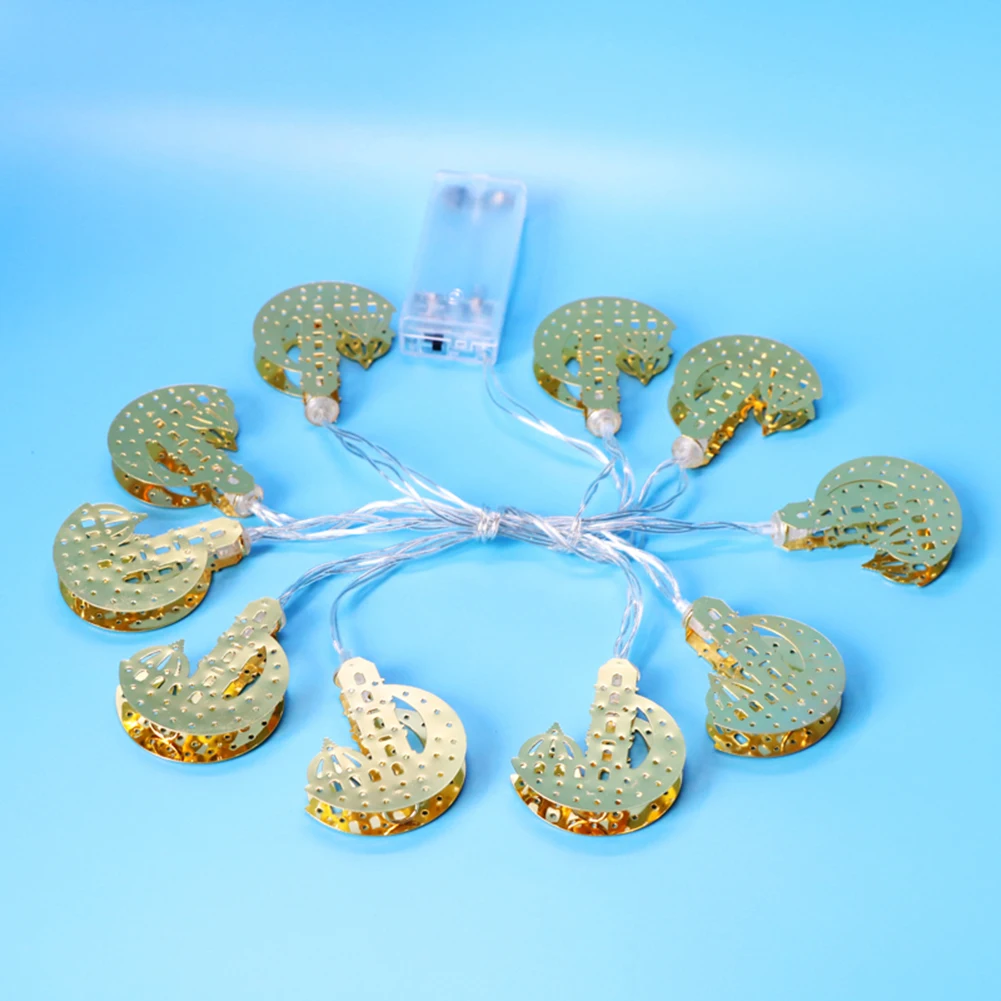 

10 LED Gold Moon Castle Pendant String Lights Ramadan Arabic Festival Decoration Party Wedding Decorative Fairy Lights