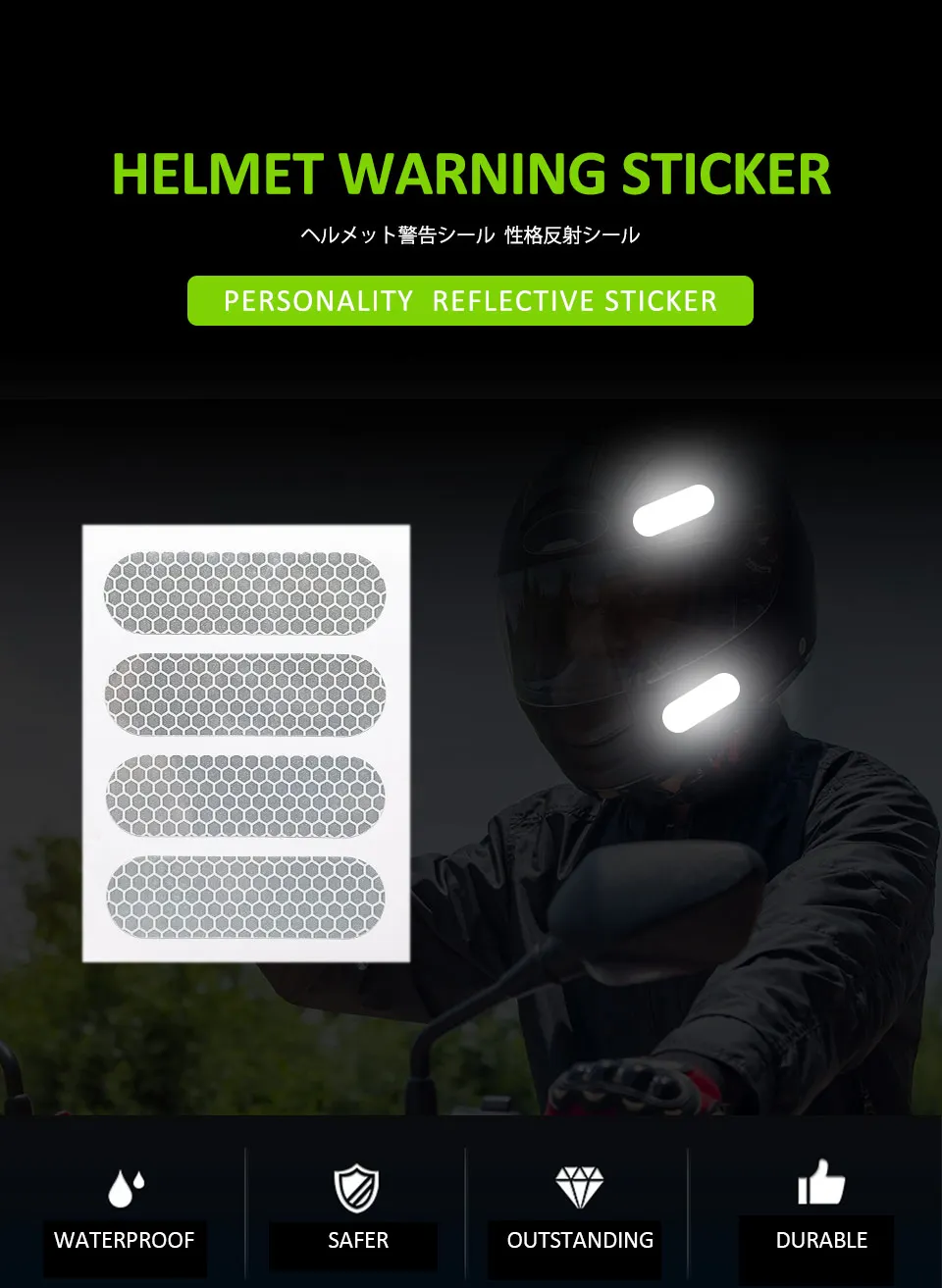alta visibilidade capacete reflexivo adesivo de advertência do animal de estimação etiqueta de segurança rodoviária