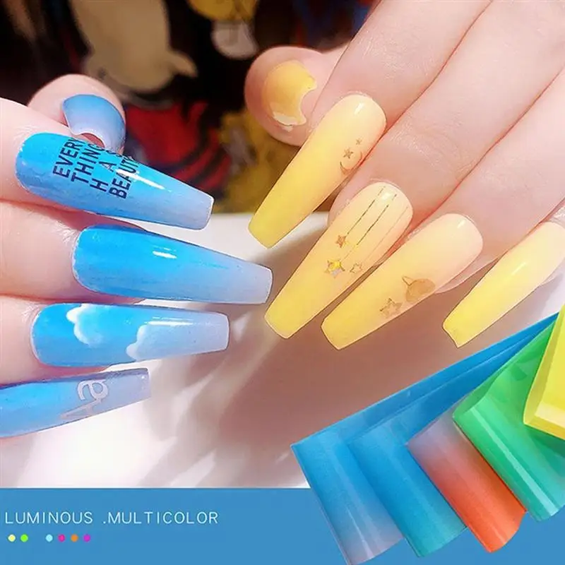 

10 Rolls Nail Art Stickers Colorful Fluorescent Nail Art Foil Transfer Stickers Nail Supplies Manicure Decorations Stickers