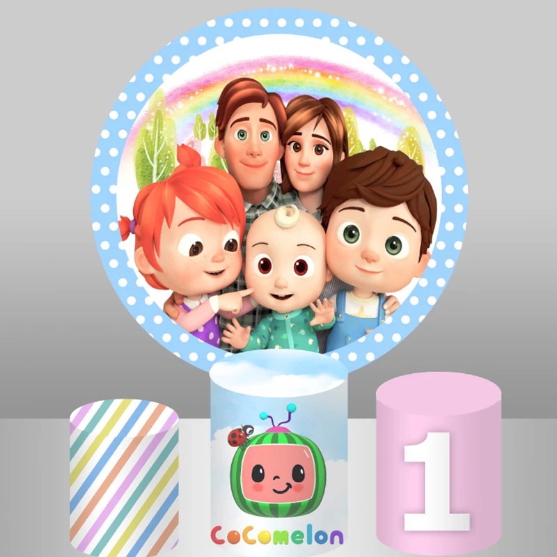 Декор для вечевечерние Sensfun Cocomelon Круглый фон фотографирования мальчика на 1-й