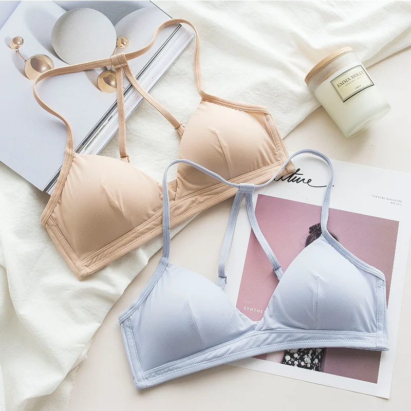 Женский бюстгальтер без косточек Wasteheart бесшовный хлопковый синего и зеленого