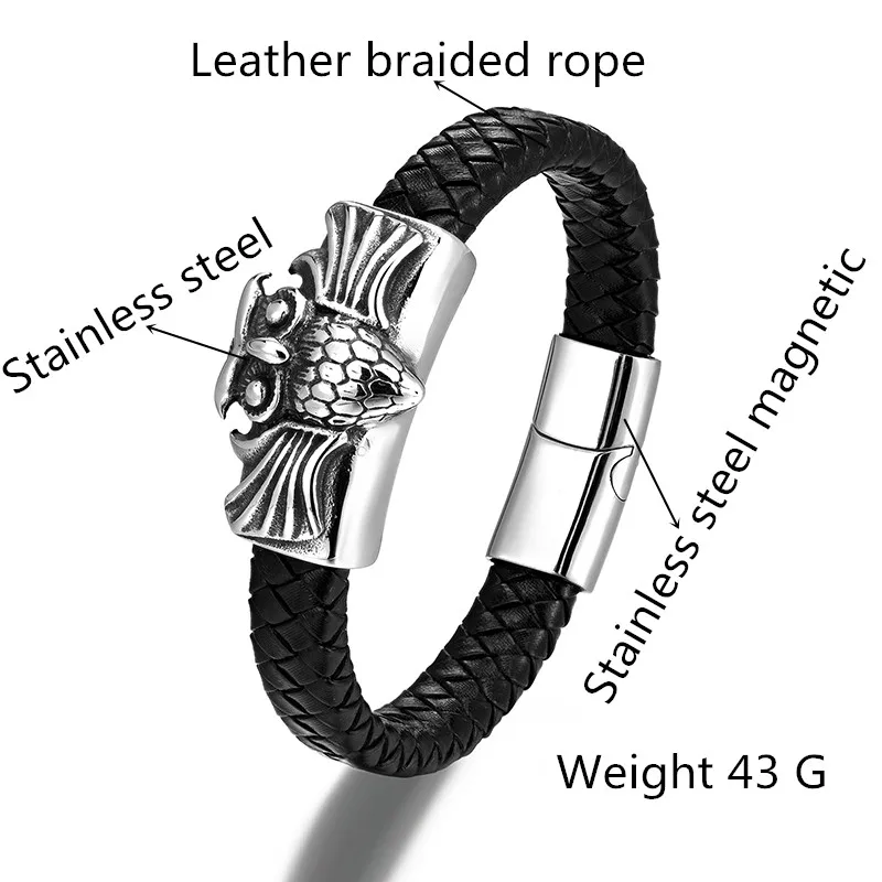 Европейский и американский стиль панк сова крест мужской браслет из нержавеющей