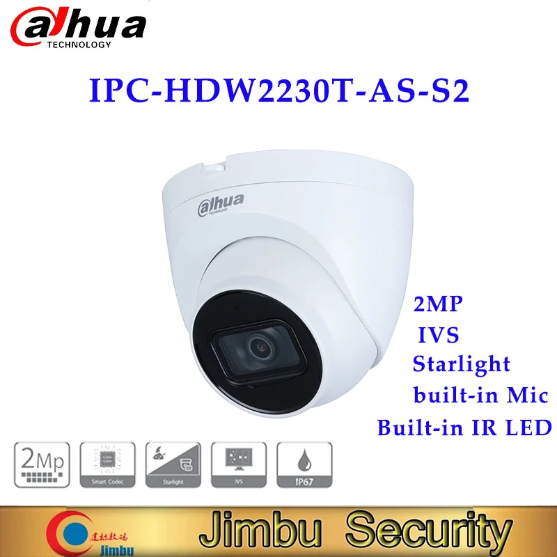 

Dahua 2MP Infrared Eyeball Network Camera IPC-HDW2230T-AS-S2 Surveillance Camera with Microphone for Home Security IP Camera POE