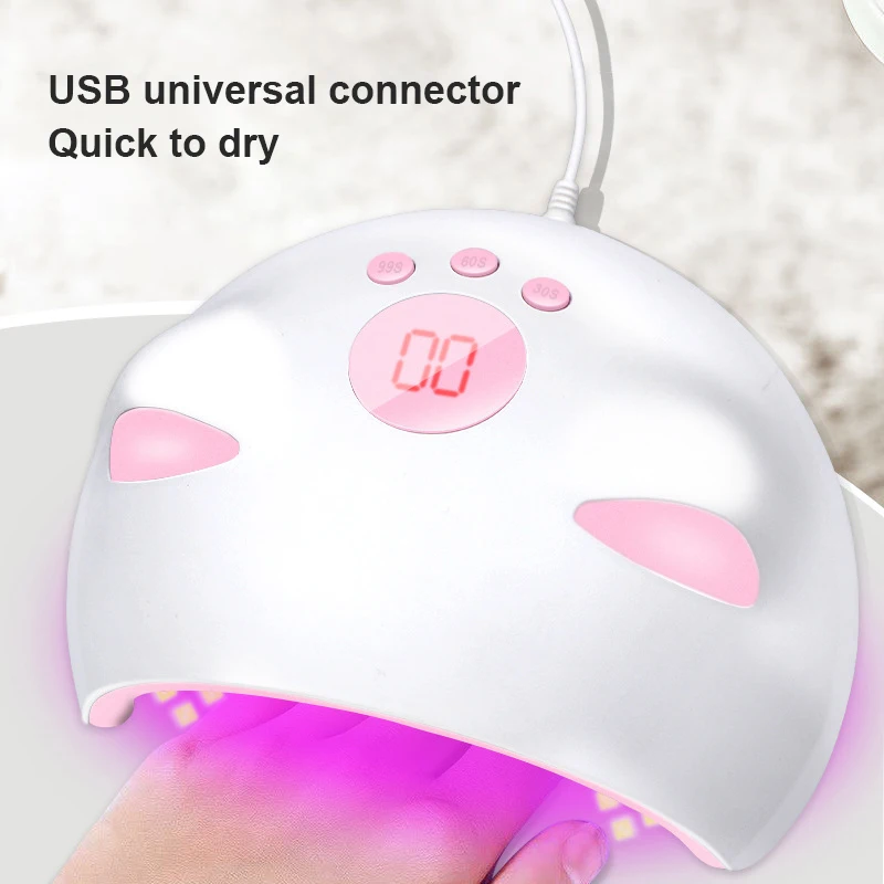

Cute Cat Nail Manicure Lamp 60W Intelligent Sensor Nail Dryers Phototherapy Lamp Timing USB Quick Dry Nail Lamp Machine Tool